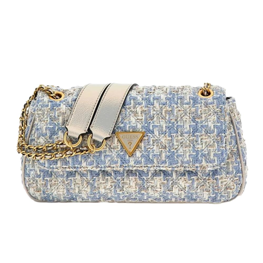 Sac Bandoulière Blanc/Bleu Guess Xbody Flap pas cher