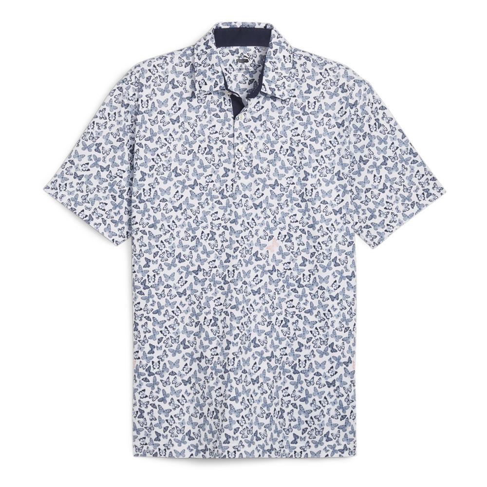 Polo de Golf Blanc/Marine Homme Puma Cloudspun Butterflies pas cher