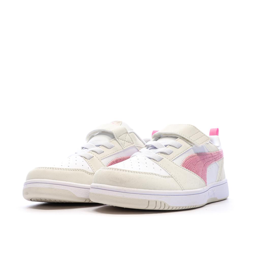 Baskets Blanches/Roses Fille Puma Rebound vue 6
