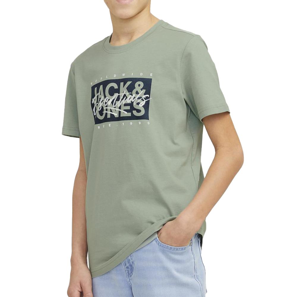 T-shirt Vert Garçon Jack & Jones Crew pas cher