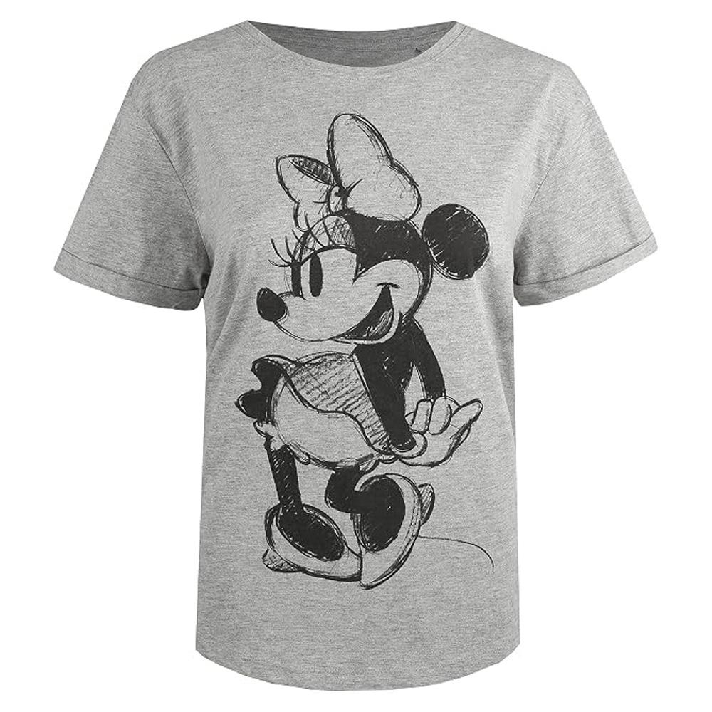 T-Shirt Gris Femme Disney Minnie Sketch vue 2