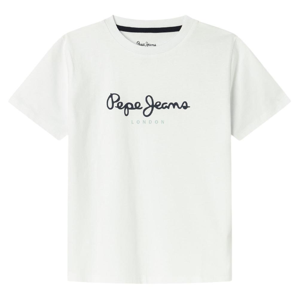 T-shirt Blanc Garçon Pepe Jeans New Art pas cher
