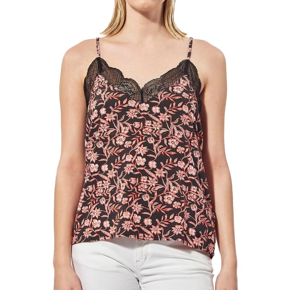 Top à Fleurs Rouge et Noir Femme Kaporal Tina pas cher