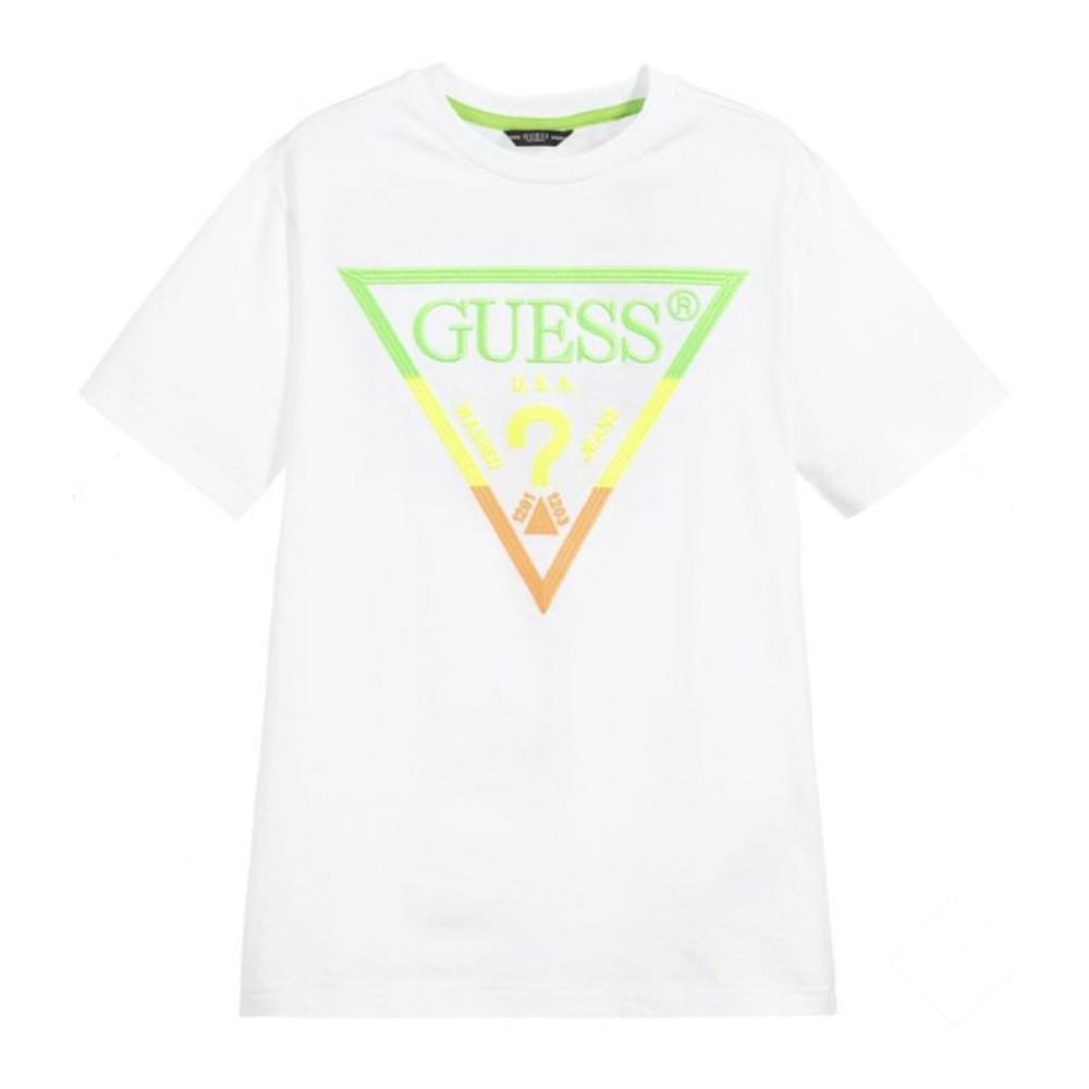 T-shirt Blanc Garçon Guess L021 pas cher