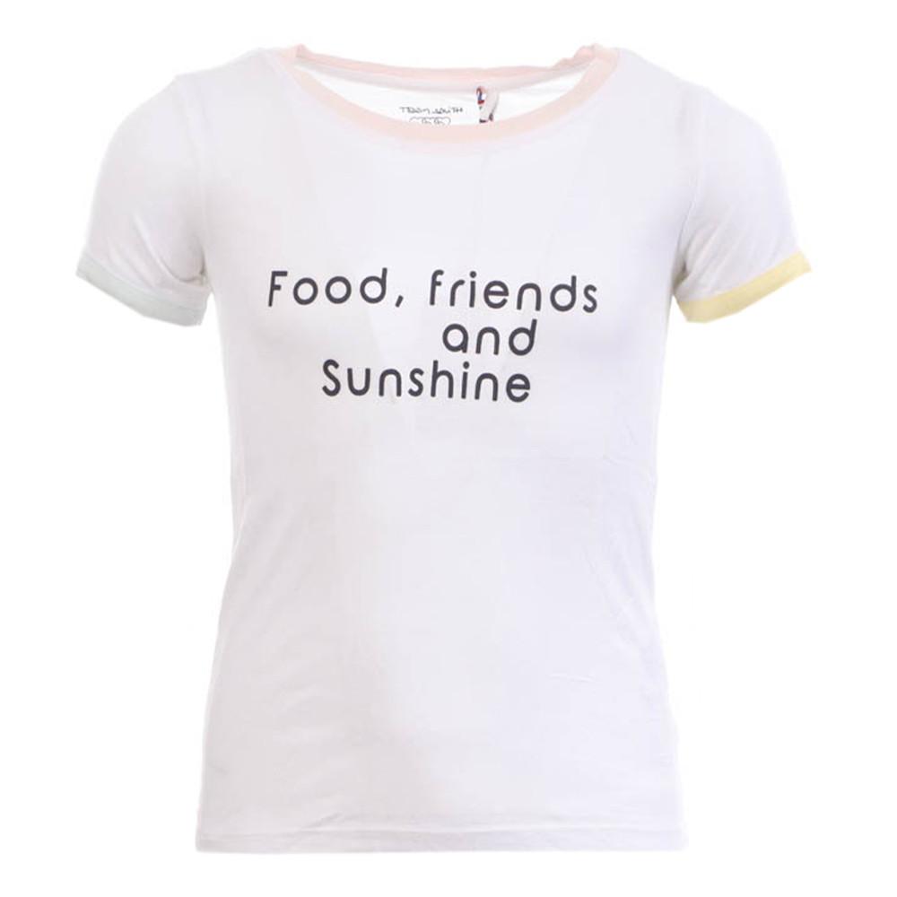 T-shirt Blanc Fille Teddy Smith Trio pas cher