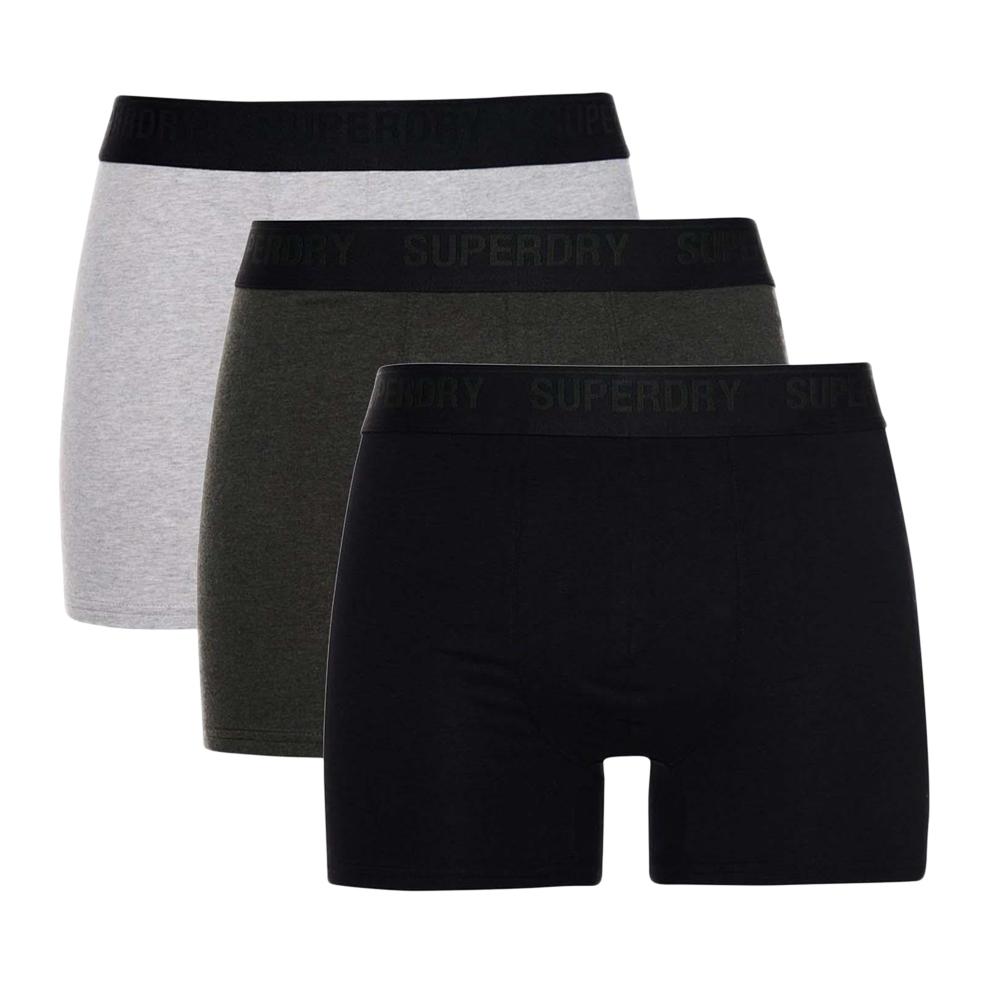 x3 Boxers Noir/Gris Chiné Homme Superdry M3110342B pas cher