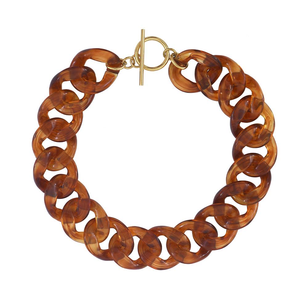 Collier chaîne en résine Marron Femme Clio Blue Lena pas cher