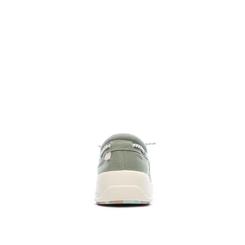 Zapatos náuticos verdes para mujer TBS de lona de algodón color arcilla ver 3