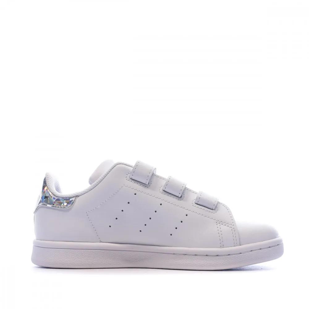 Basket Blanche Fille Adidas STAN SMITH vue 2