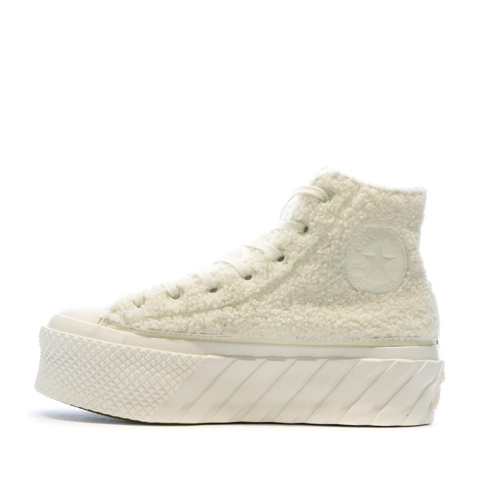 Baskets Blanches Femme Converse Lift 2x Hi Egret pas cher