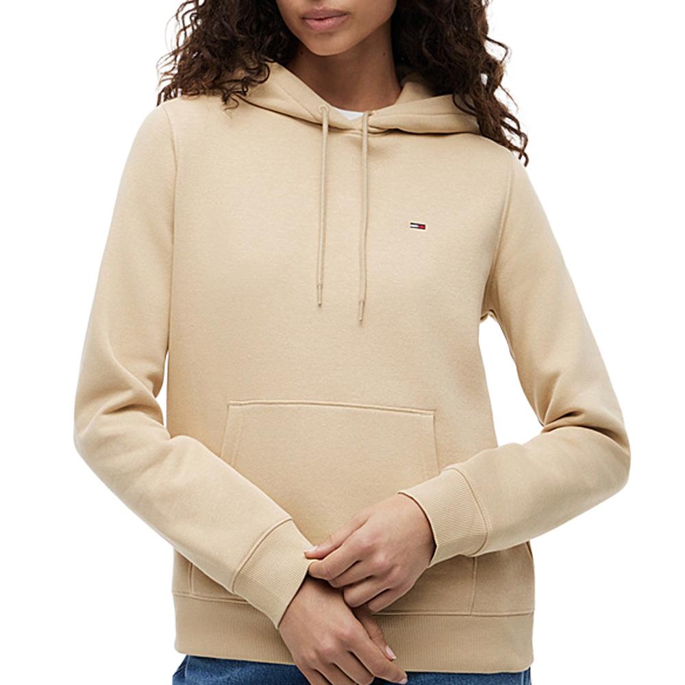 Sweat à Capuche Beige Moyen Femme Tommy Hilfiger Flag pas cher