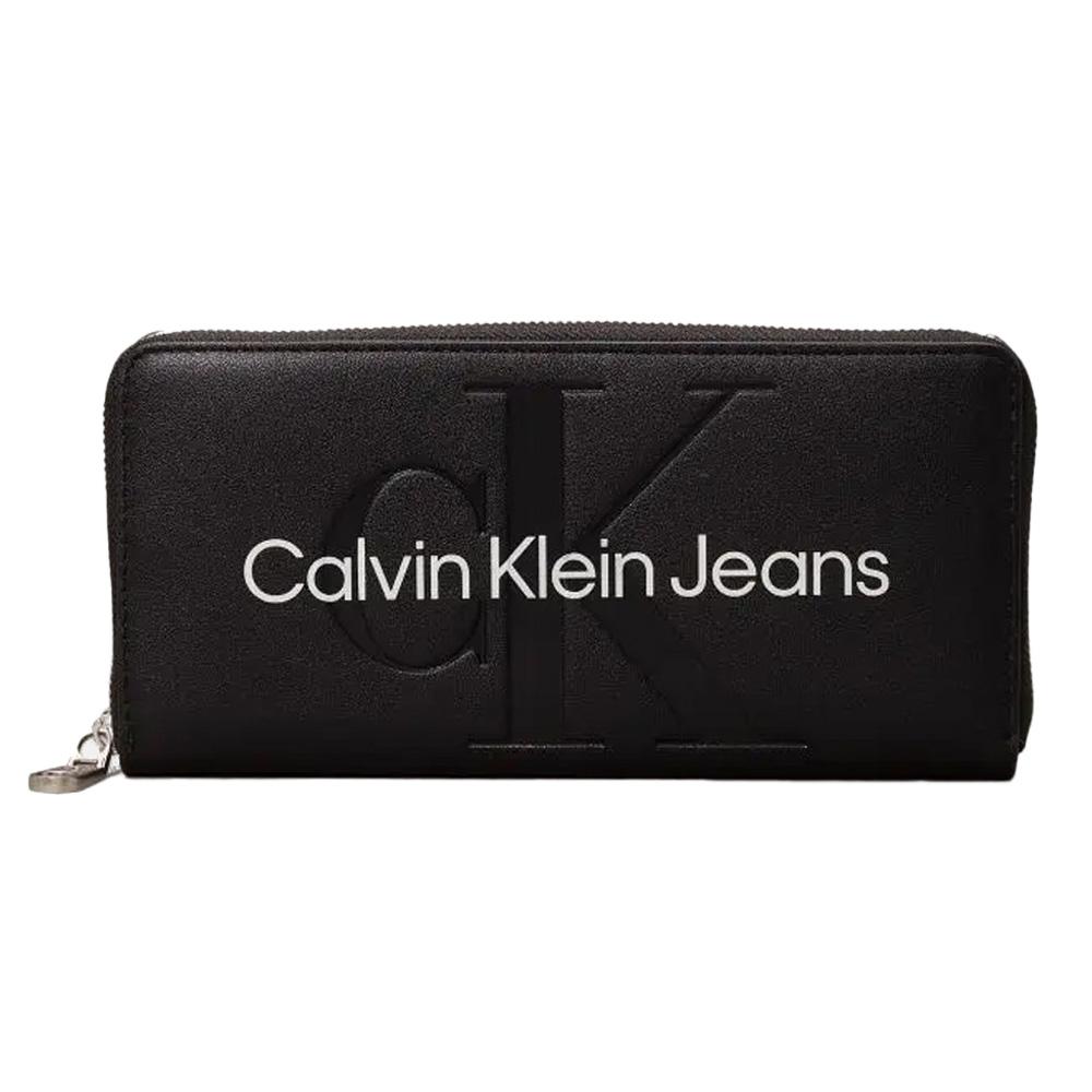 Portefeuille Noir Femme Calvin Klein Jeans Sculpted Zip Around pas cher