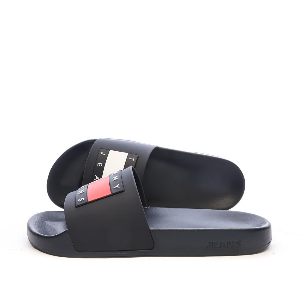 Claquettes Marine Femme Tommy Hilfiger Flag Poo pas cher