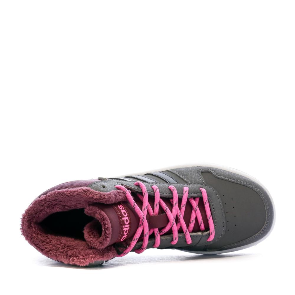 Baskets Grises Fille Adidas Hoops Mid 2.0 K vue 4
