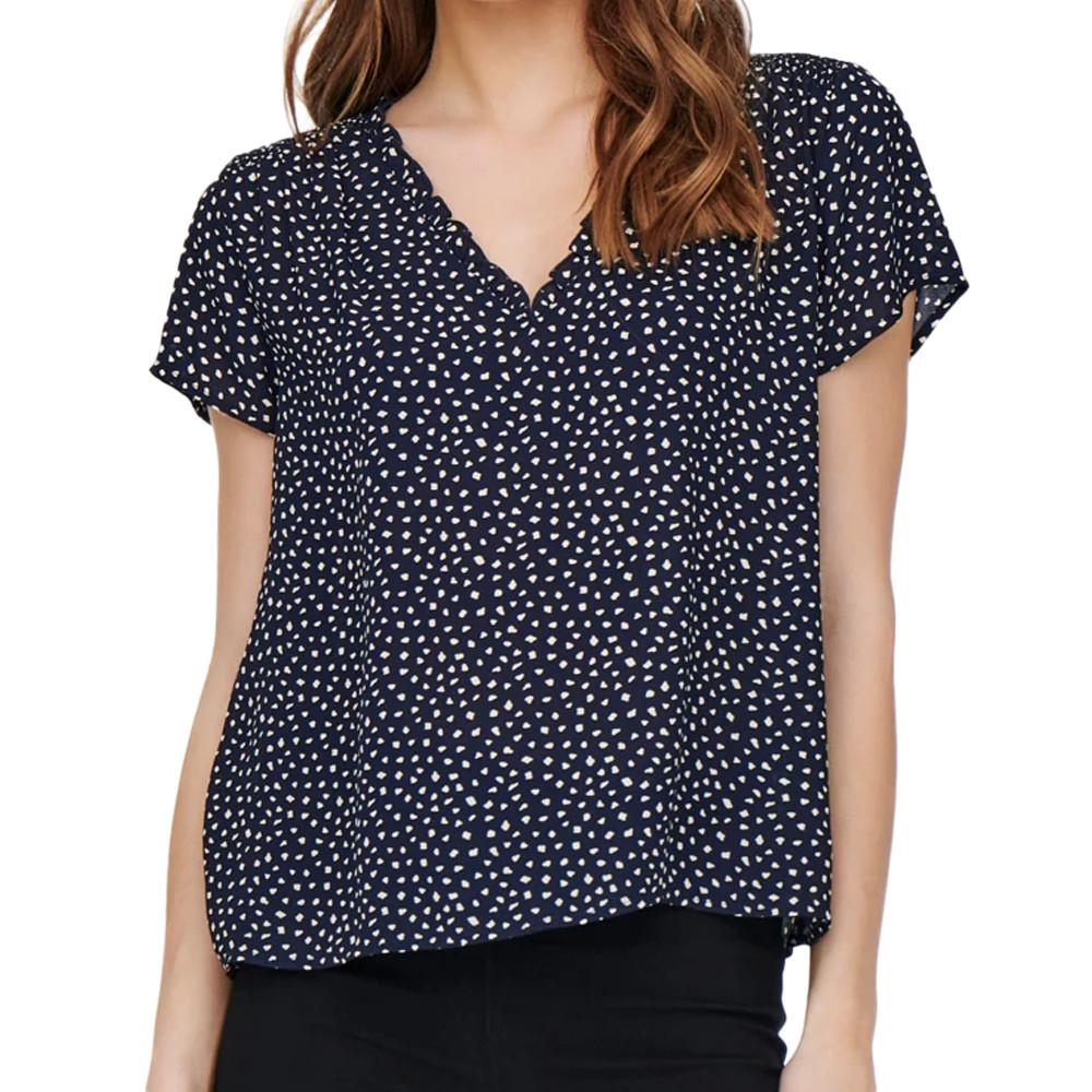 Blouse Marine à pois Femme Only Sonja pas cher