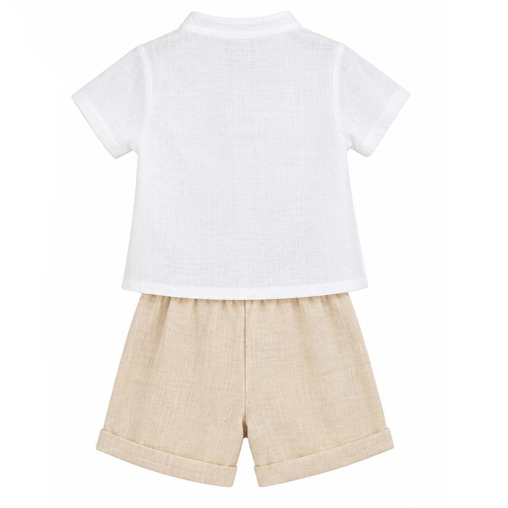 Ensemble Beige/Blanc Bébé P'tit Mome Théo vue 2