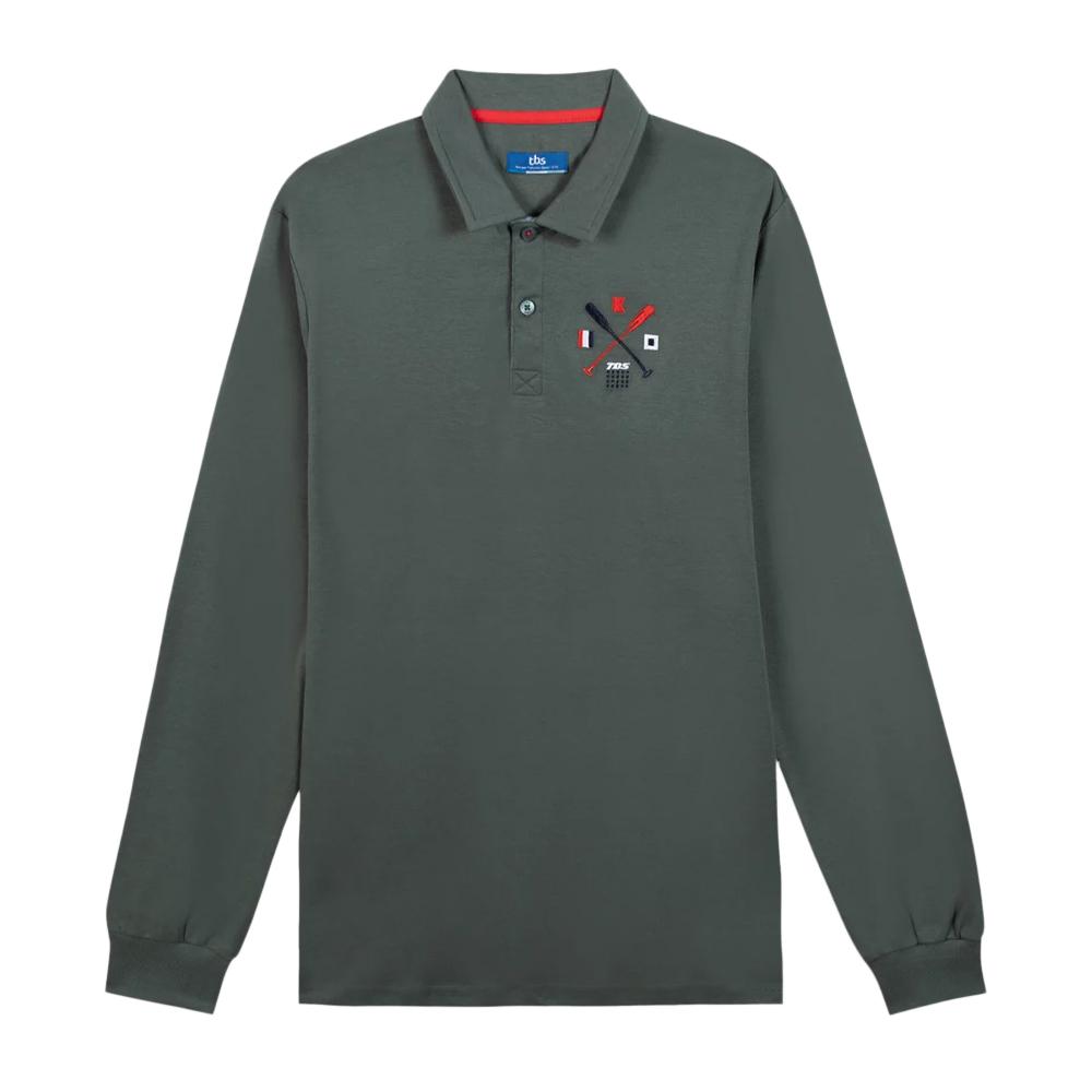 Polo Manches Longues Vert Foncé Homme TBS Sapin pas cher