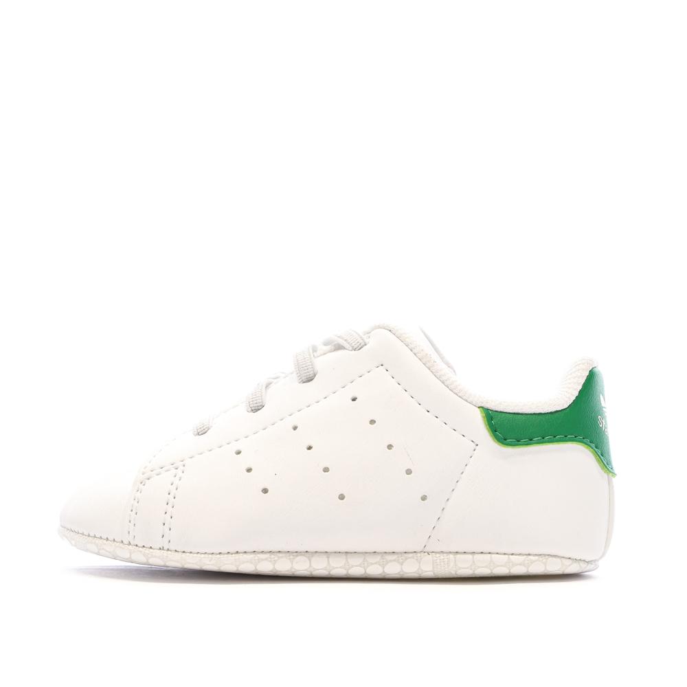 Baskets Blanc/Vert Bébé Adidas Stan Smith Crib pas cher