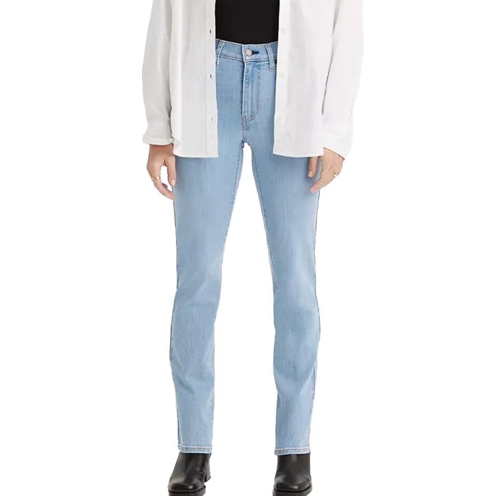Jean 724 Bleu Délaver Clair Femme Levi's High Rise Straight 18883 pas cher