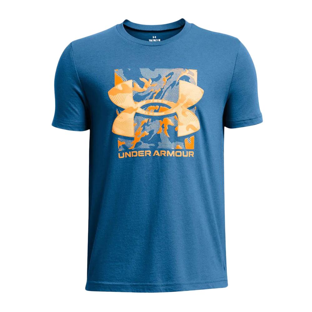 T-shirt Bleu Garçon Under Armour Box Camo pas cher