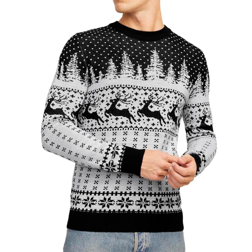Pull de Noël Marine/Blanc Homme Jack & Jones Gabriel pas cher