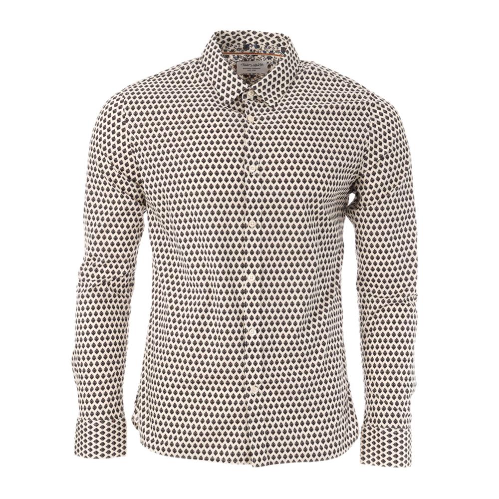 Chemise Écru Imprimé Homme Teddy Smith Carton Strectch pas cher