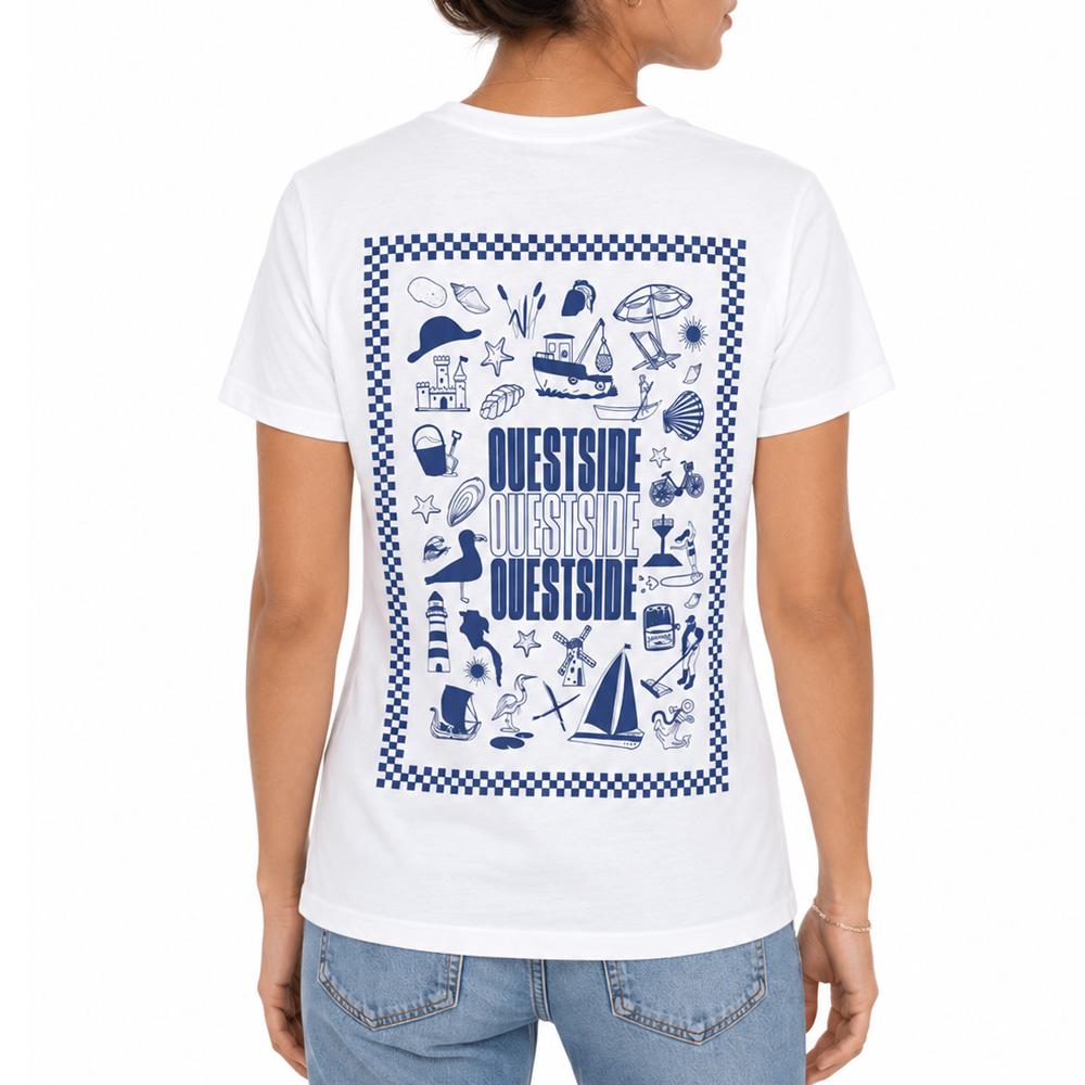 Camiseta blanca/azul unisex Espace Des Marques Souvenir ver 4