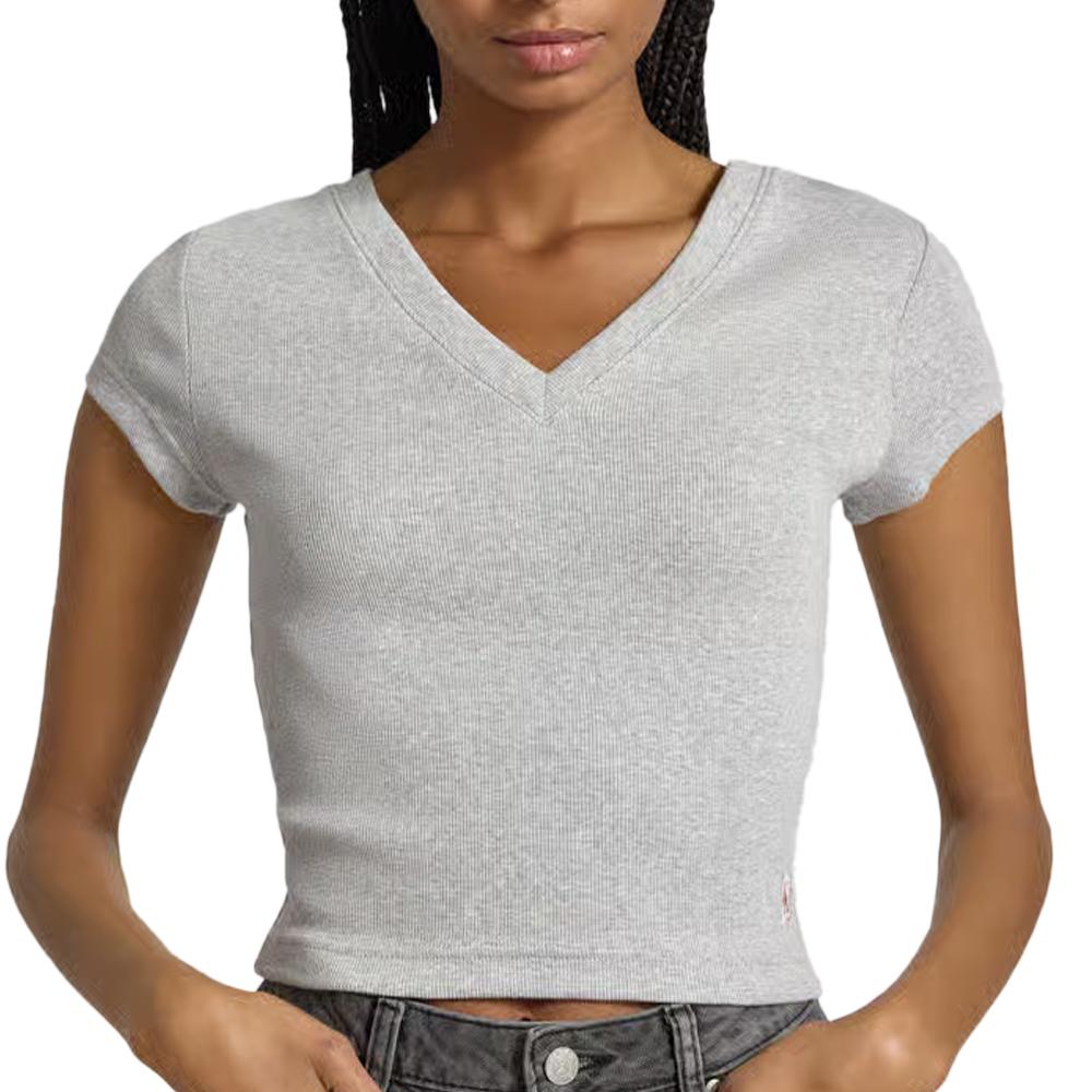 T-Shirt Gris Femme Calvin Klein Jeans Label Ri-cloud pas cher