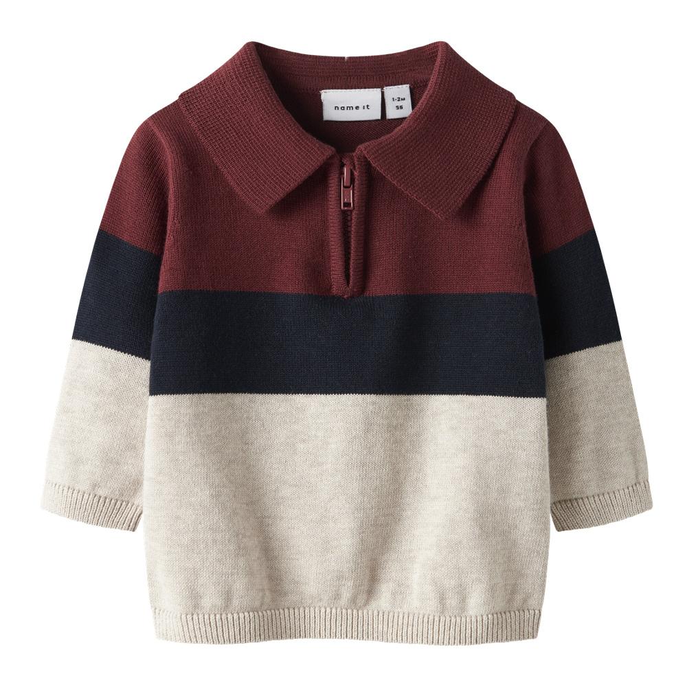 Pull Beige/Marine/Bordeaux Garçon Name it Knit pas cher