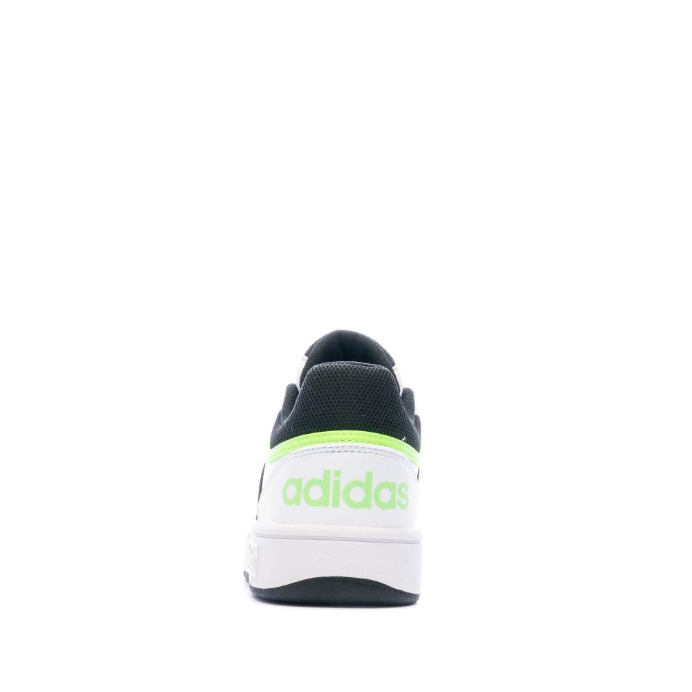 Baskets Blanc/Noir Enfant Adidas Hoops 3.0 K vue 3