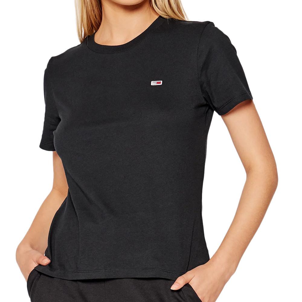 T-shirt Noir Femme Tommy Hilfiger Regular pas cher