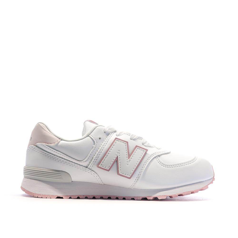 Baskets Blanc/Rose Femme/Fille New Balance 574 vue 2