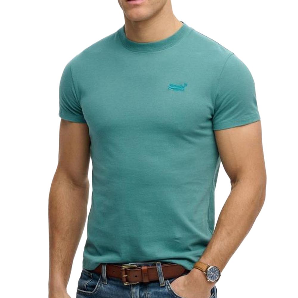T-shirt Bleu Chiné Homme Superdry Vintage LogoR6Ts pas cher
