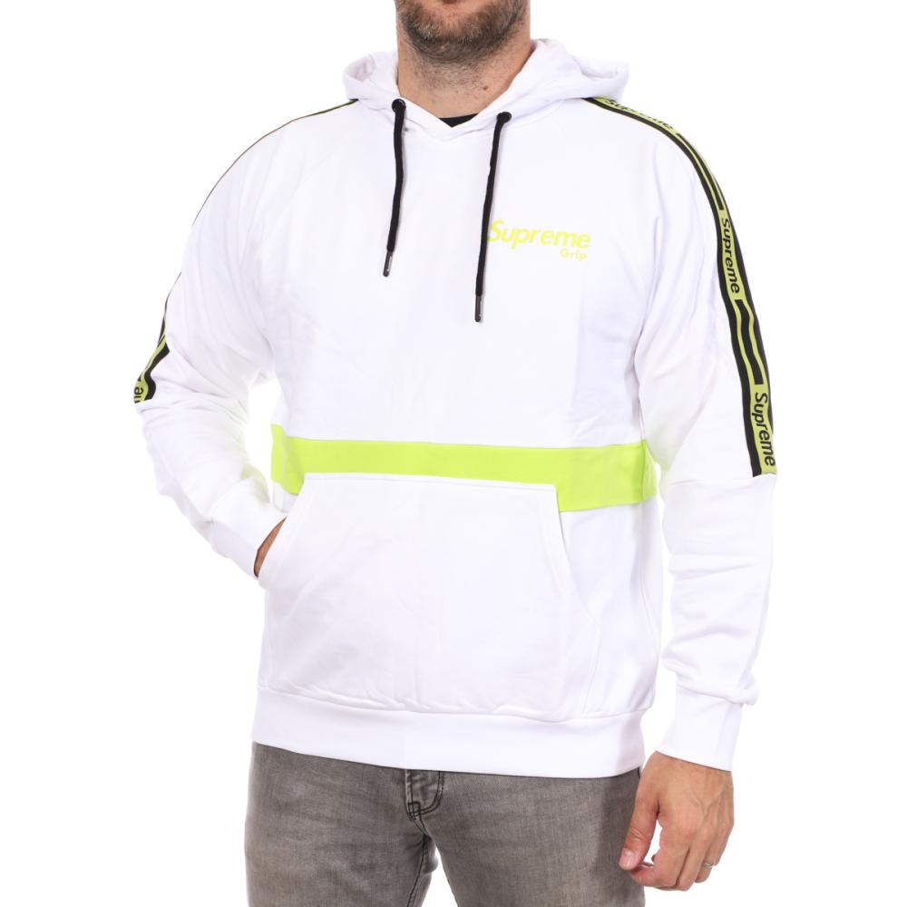 Sweat à Capuche Blanc/Vert Homme Supreme GripHalo pas cher