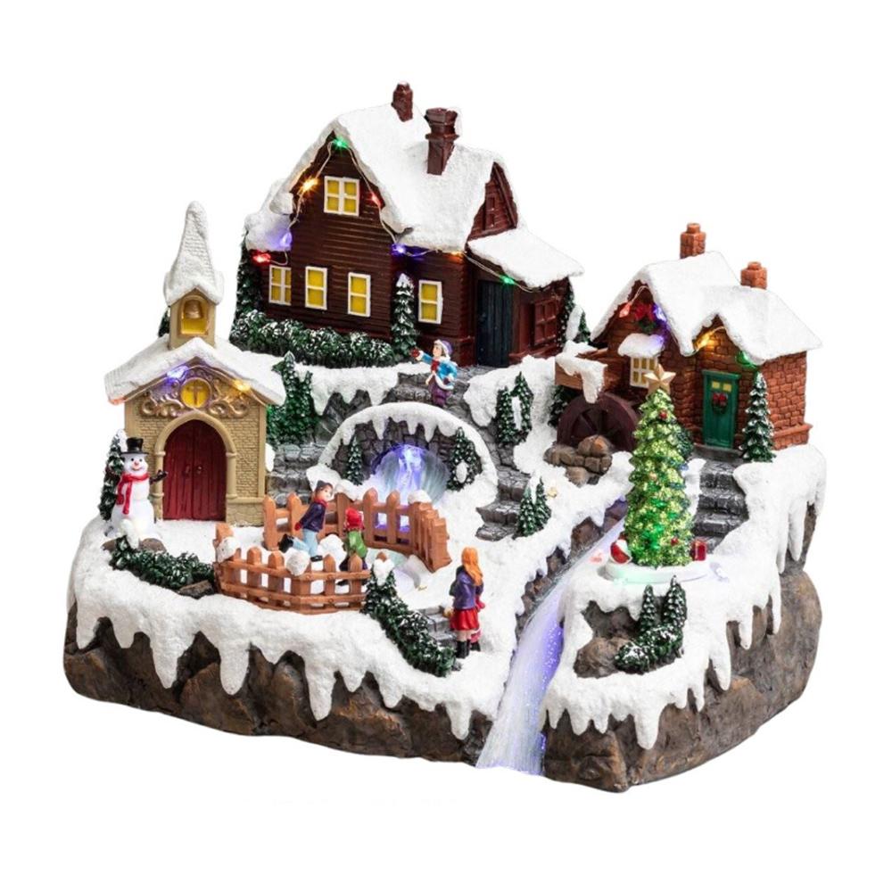 Village de Noël lumineux Atmosphera Lac gelé pas cher