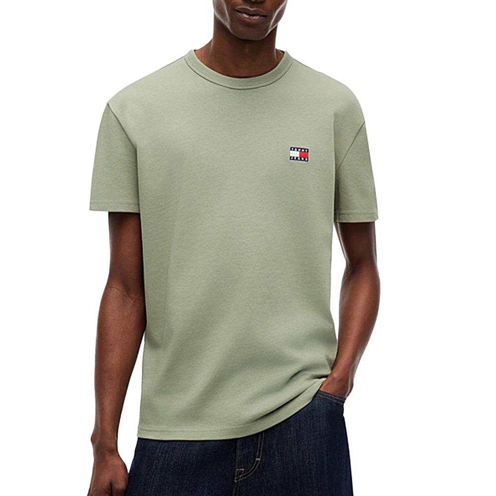 T-shirt Vert Homme Tommy Jeans Reg Badge DM0DM20322 pas cher