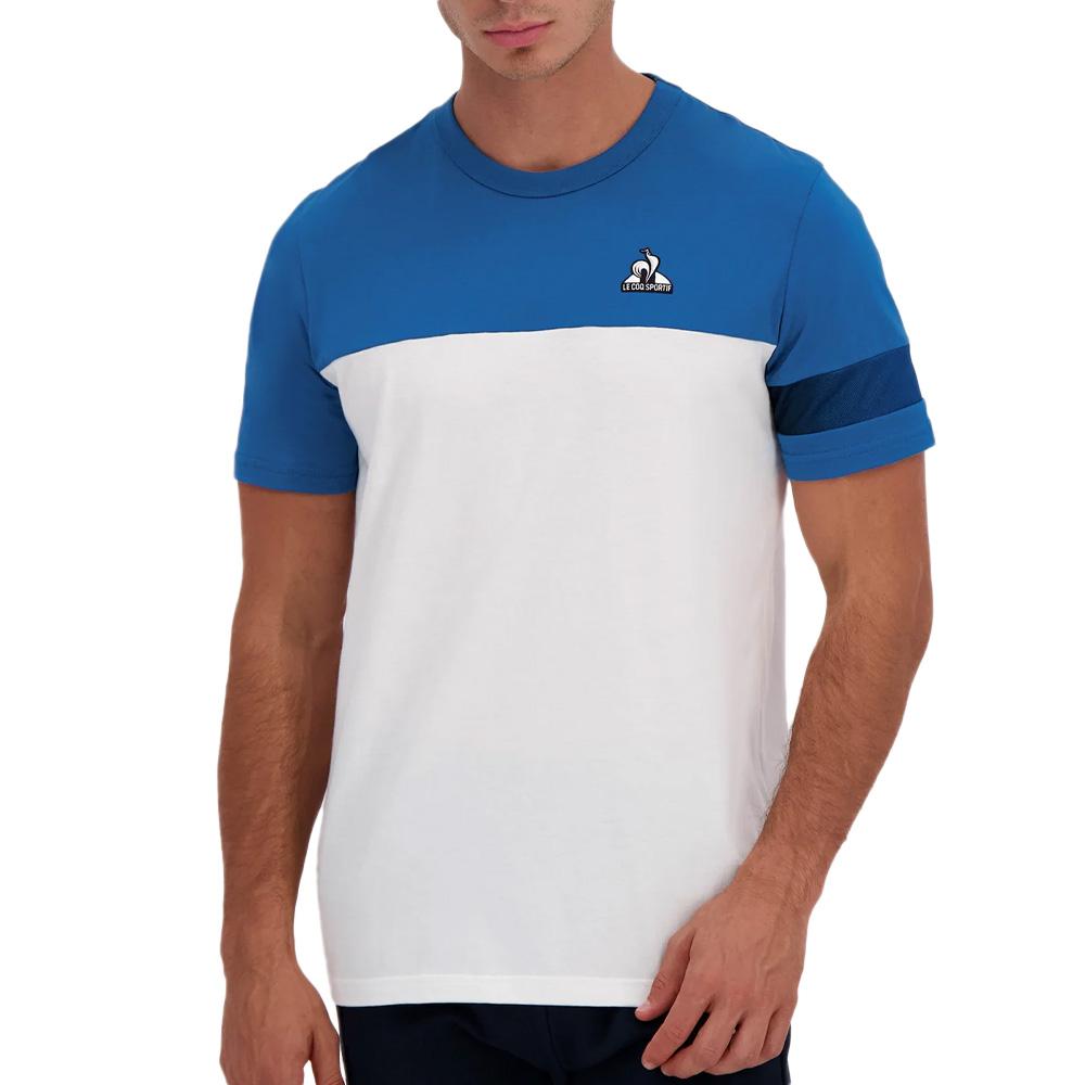T-Shirt Blanc/Bleu Homme Le Coq Sportif Heritage pas cher