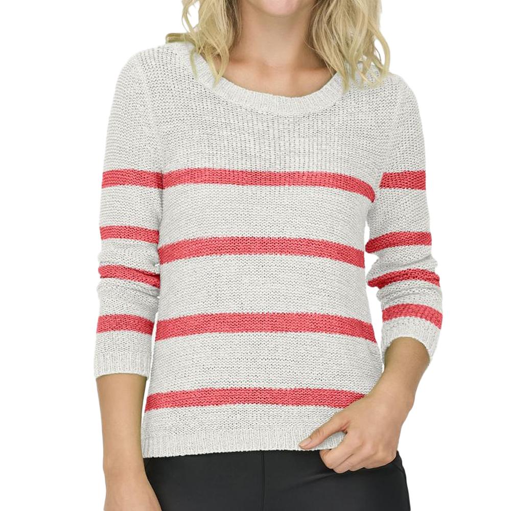 Pull à Rayures Ecru/Corail Femme Only Geena Xo pas cher