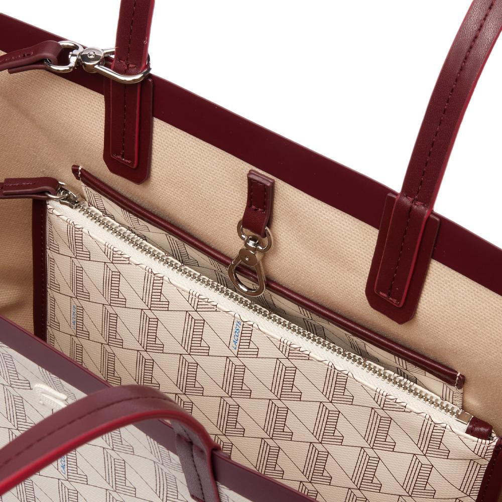 Sac à Main Écru/Bordeaux Femme Lacoste Monogramme vue 3