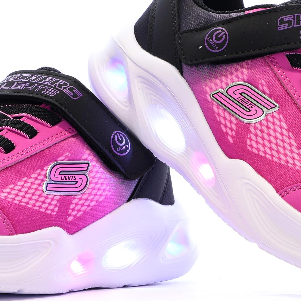 Baskets Roses/Noires Fille Skechers Sola Glow01 vue 7