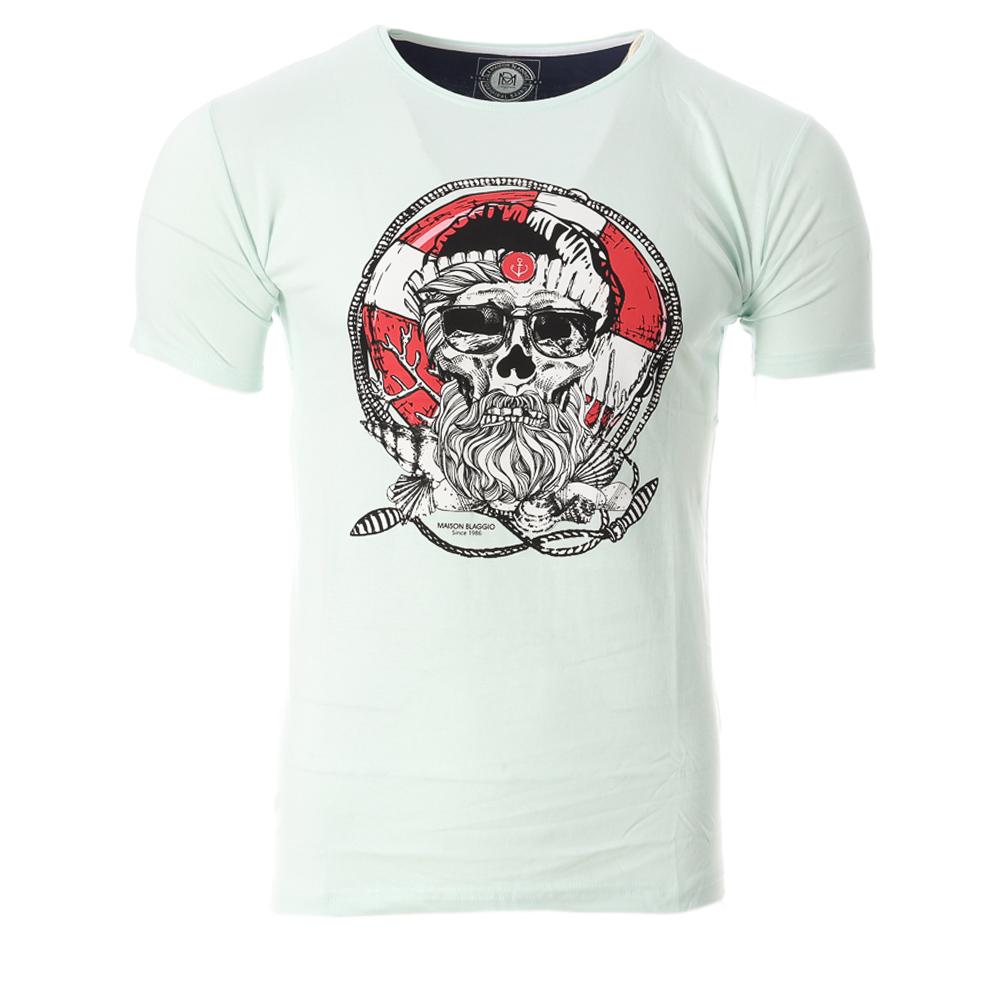 T-shirt Bleu Homme La Maison Blaggio MORO pas cher