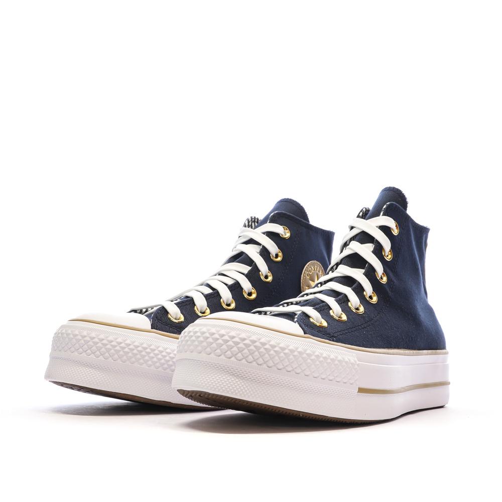 Baskets Noires Femme Converse All Star Lift Platform Herringbone vue 6