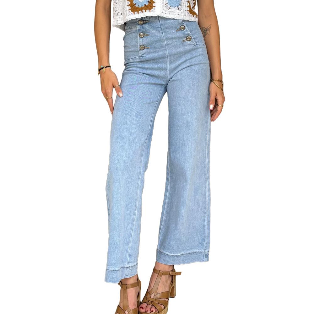 Jean Wide Bleu Femme Oraije Victorine pas cher