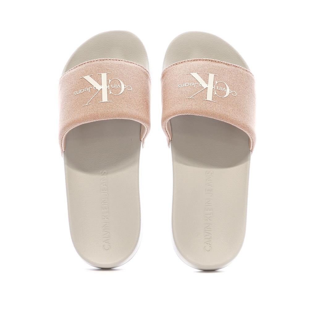 Claquettes Grises/Roses Femme Calvin Klein Jeans YW0YW01835 vue 3