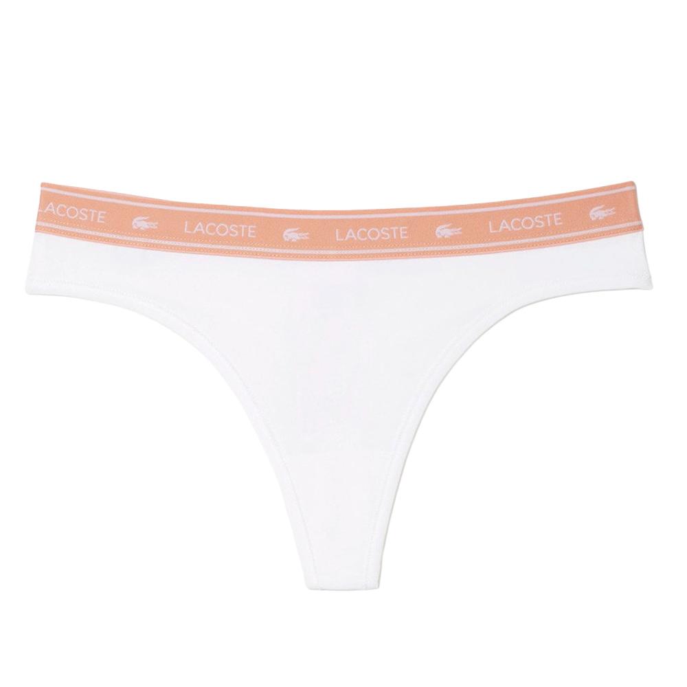 Tanga Blanc/Rose Femme Lacoste More pas cher