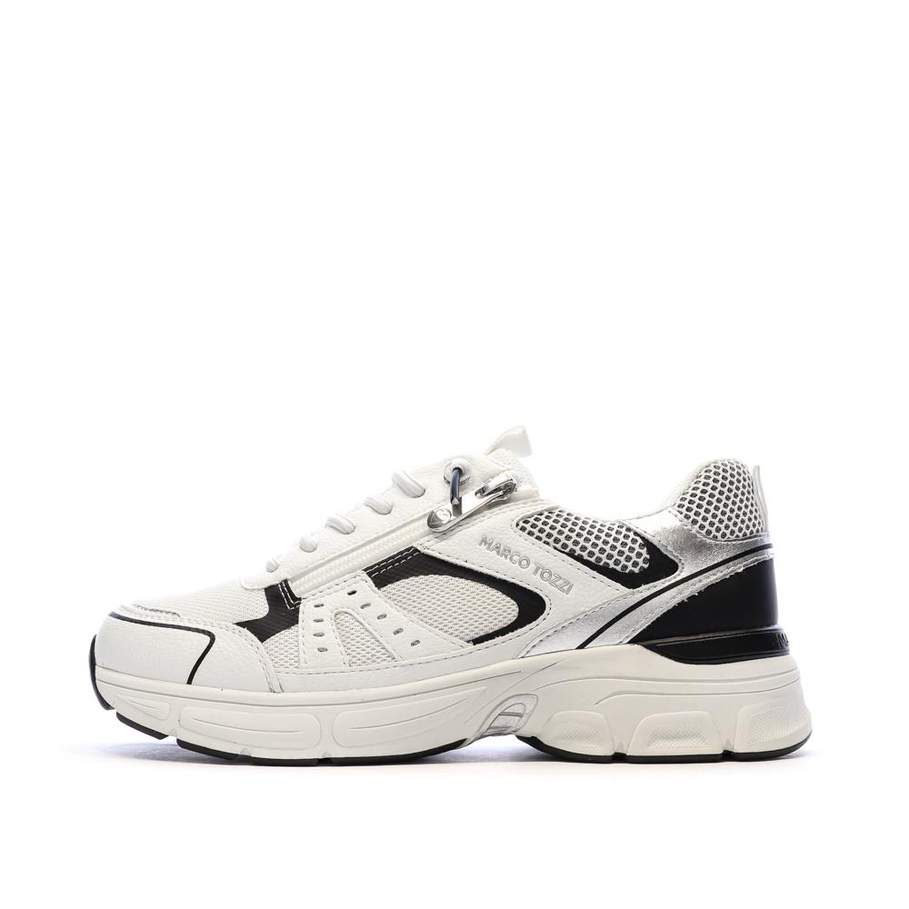 Baskets Blanches/Grises/Noires Femme Marco Tozzi Comb pas cher