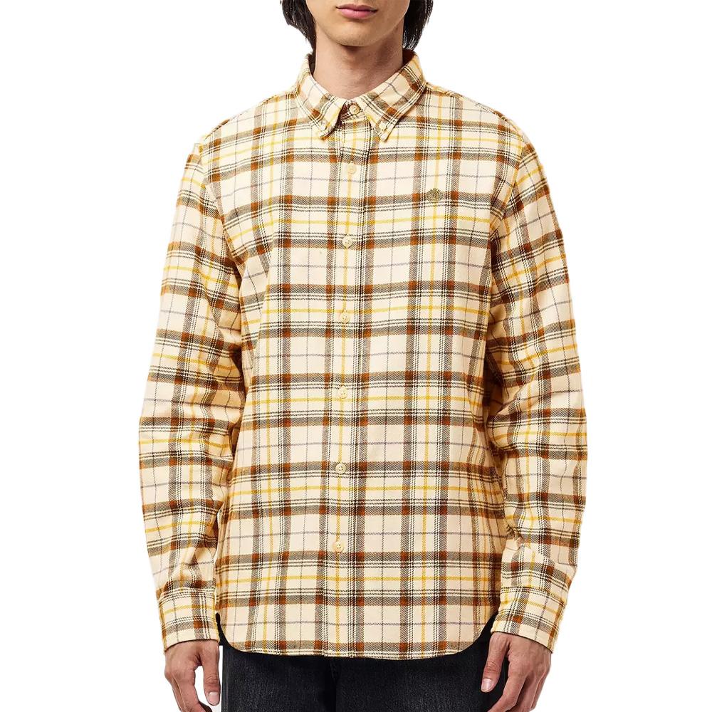 Chemise à Carreaux Beige Homme Timberland Flannel Check pas cher