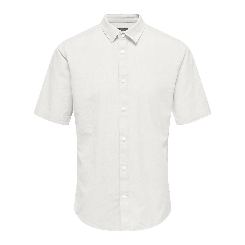 Chemisette Gris Homme Only & Sons Solid Linen pas cher