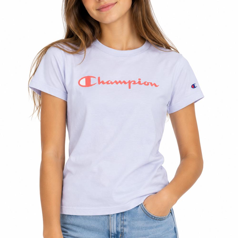 T-Shirt Bleu clair Fille Champion Script pas cher