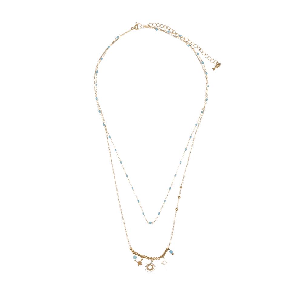 Collier Doré/Turquoise Femme Clio Blue CO0011 pas cher
